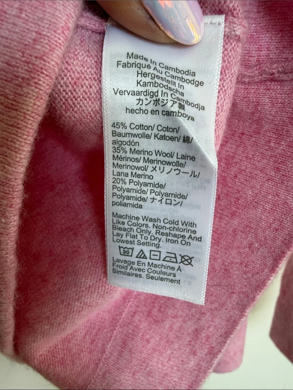 J. Crew Heathered Pink Long-Sleeve Crewneck Top